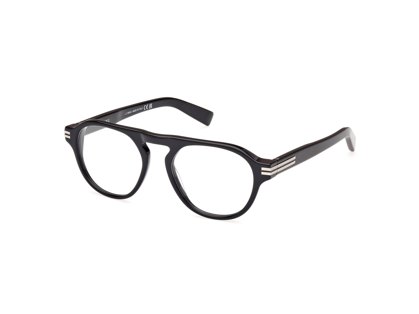 Ermenegildo Zegna EZ5281 001 – Glänzende Pilot Herrenbrille Schwarz Kunststoff