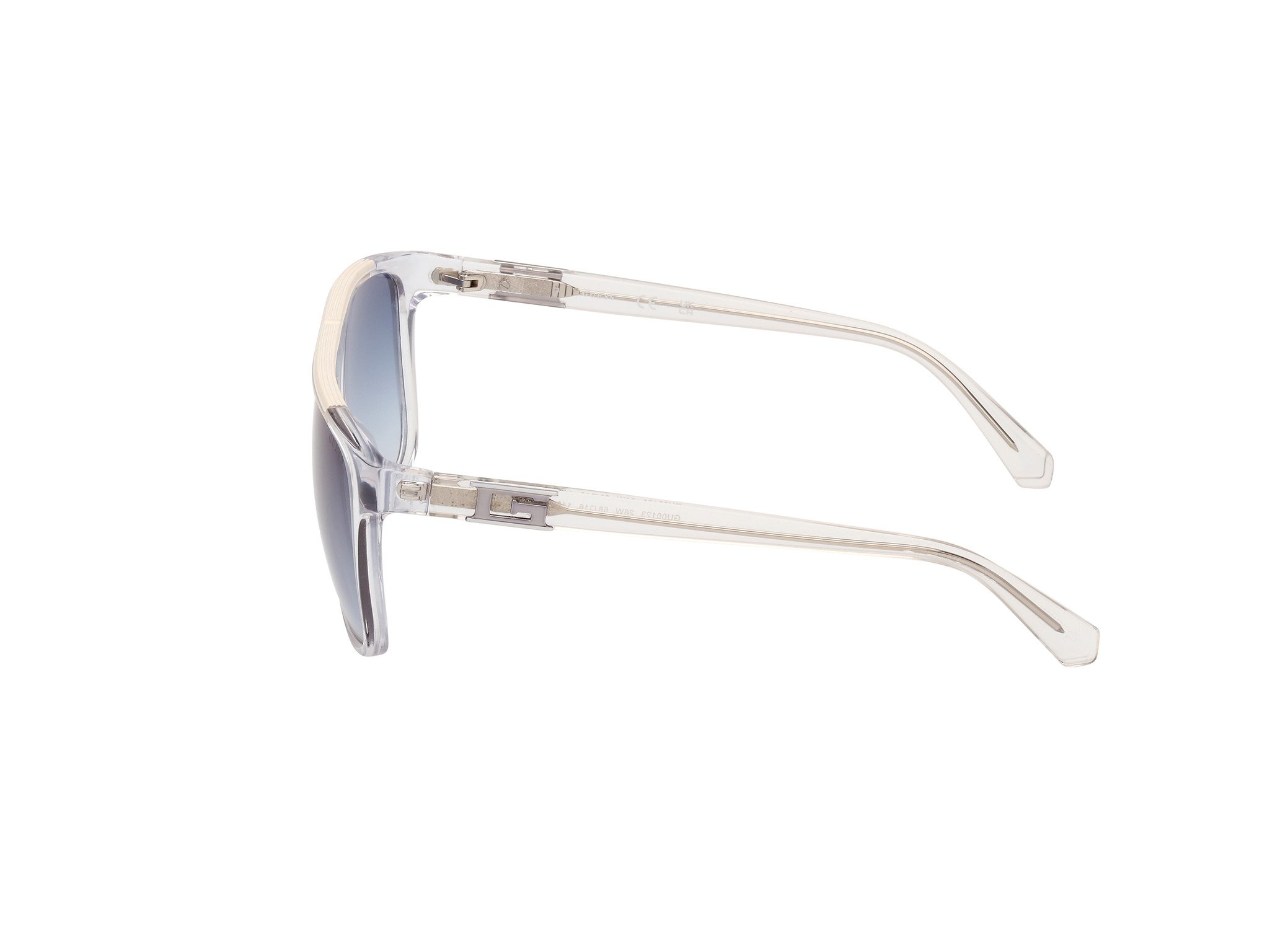 Das Bild zeigt die Sonnenbrille GU00123 26B von der Marke Guess in Kristall.