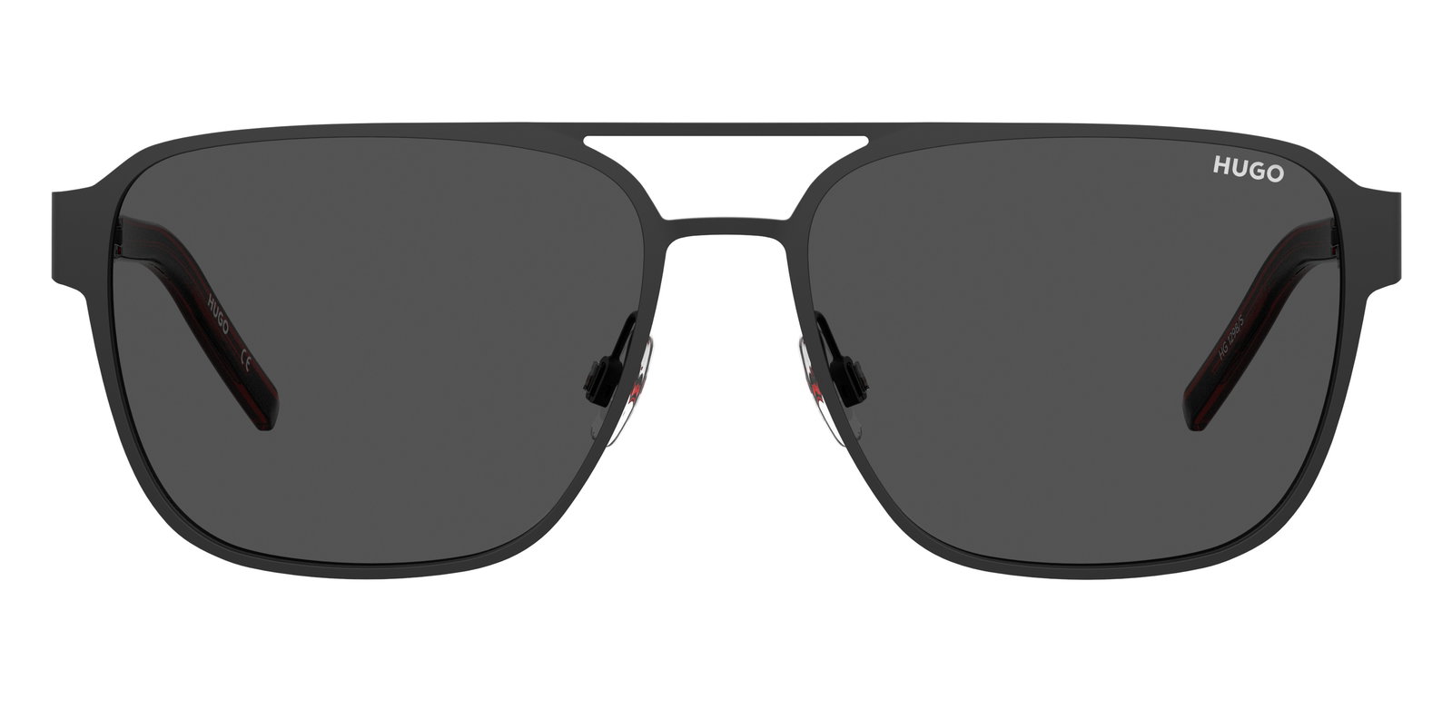 Das Bild zeigt die Sonnenbrille HG1298/S OIT von der Marke Hugo in rot/schwarz.