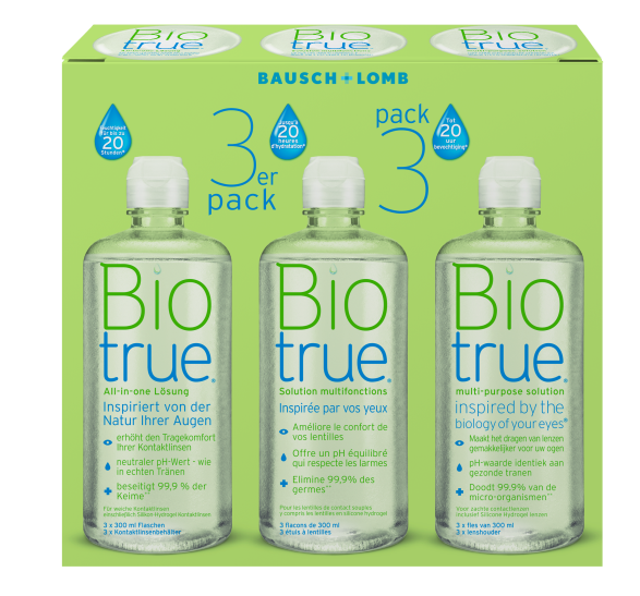 Biotrue 3er Pack, Bausch & Lomb (3 x 300 ml), MHD 05/2023 Biotrue 3er Pack, Bausch & Lomb (3 x 300 ml), MHD 05/2023