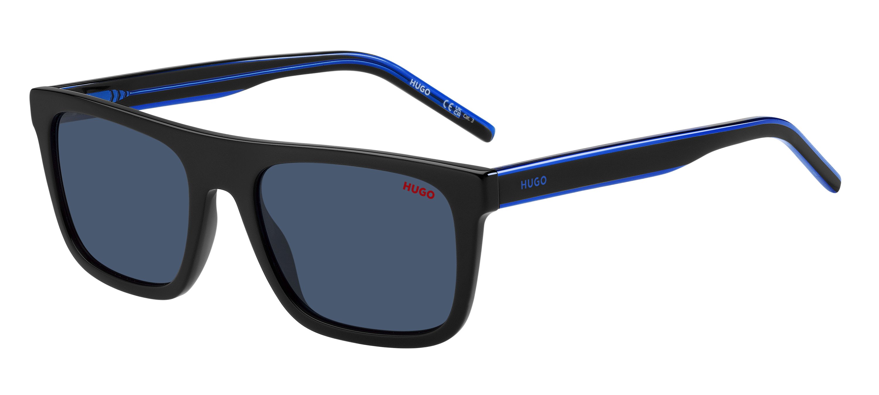Das Bild zeigt die Sonnenbrille HG1297/S D51 von der Marke Hugo in blau/schwarz.