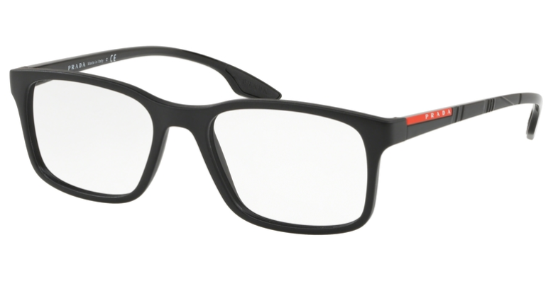 Prada Linea Rossa PS 01LV 1BO1O1 – Schwarze schmale Kunststoffbrille