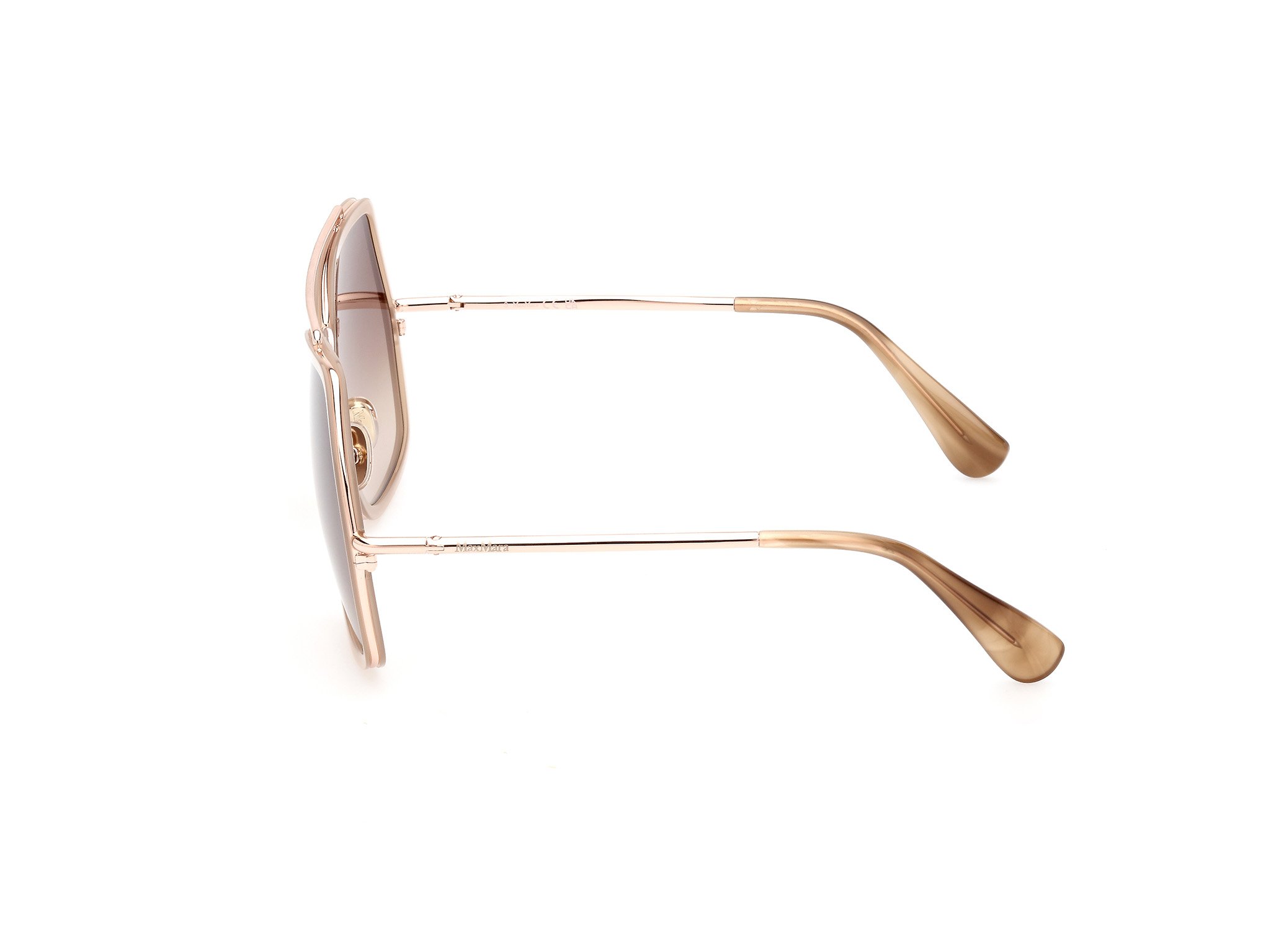 Das Bild zeigt die Sonnenbrille MM0060 60F von der Marke Max Mara in Beige/Rosegold.