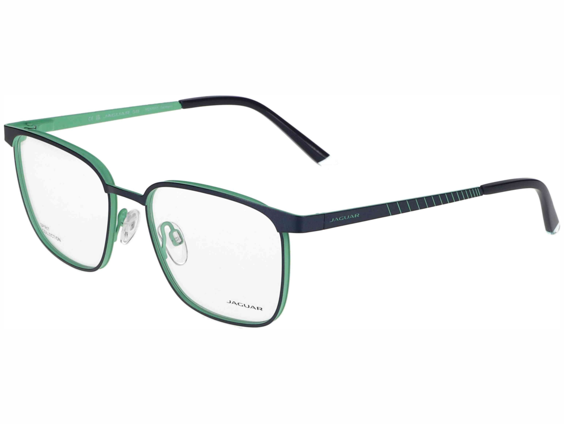 Das Bild zeigt die Korrektionsbrille 3645 3100 von der Marke Jaguar in Blau/Grün.