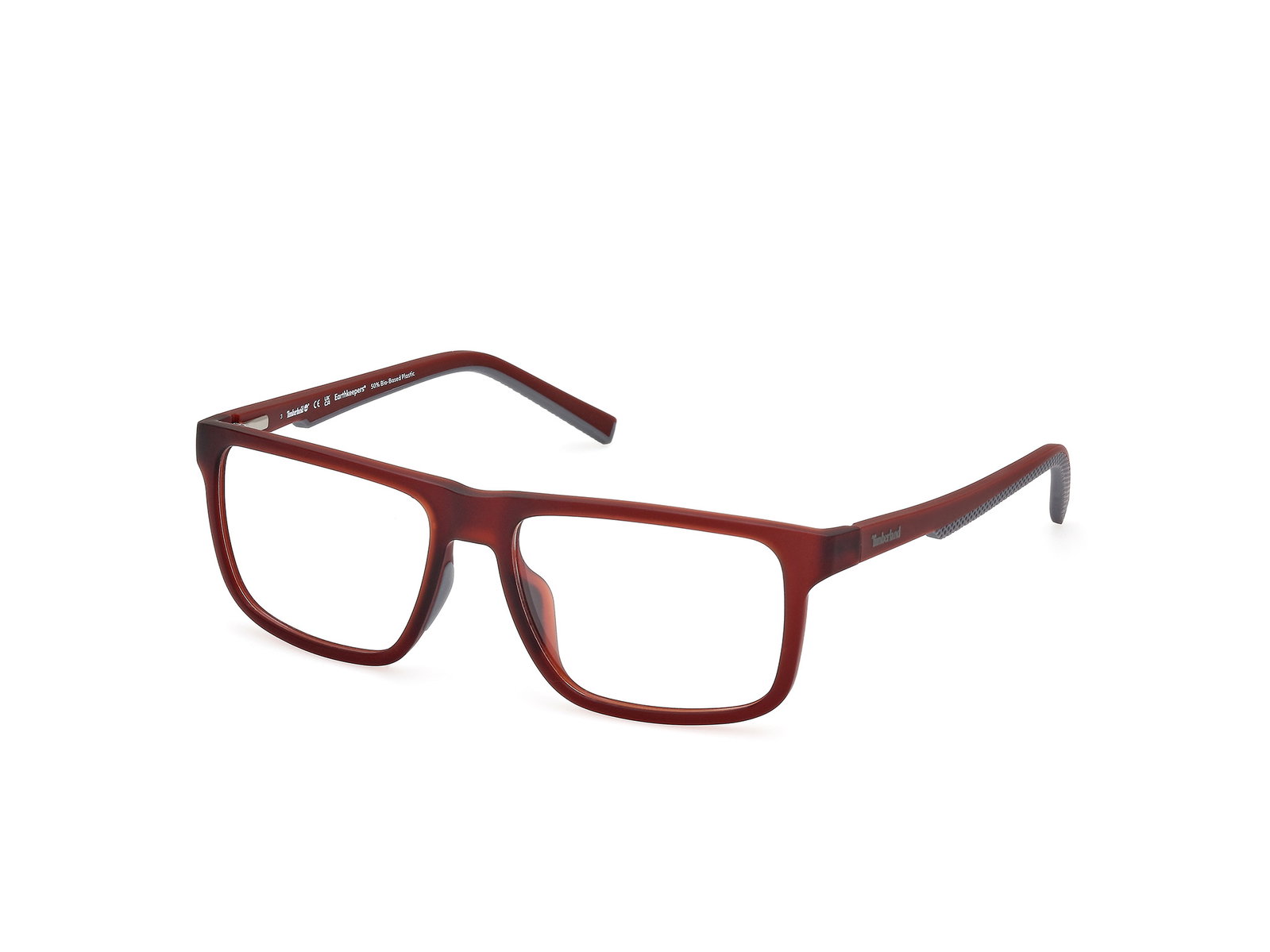 Timberland TB50029-H 67 – Rechteckige Herrenbrille Matt Dunkelrot Kunststoff