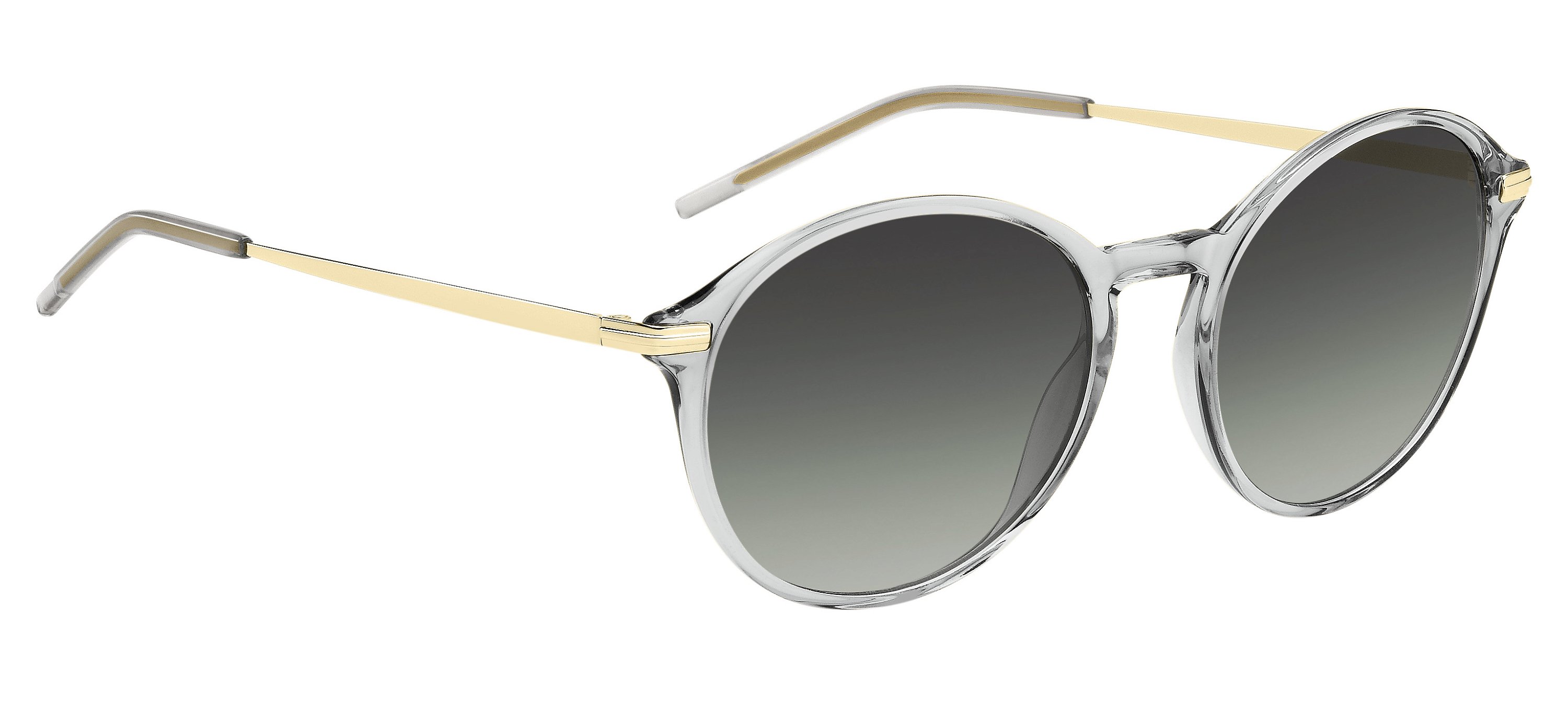 Das Bild zeigt die Sonnenbrille BOSS1662S FT3 von der Marke BOSS in Grau/Gold.
