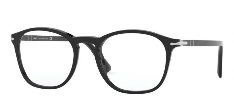 Persol PO3007VM 95 52 – Schmale schwarze Kunststoffbrille