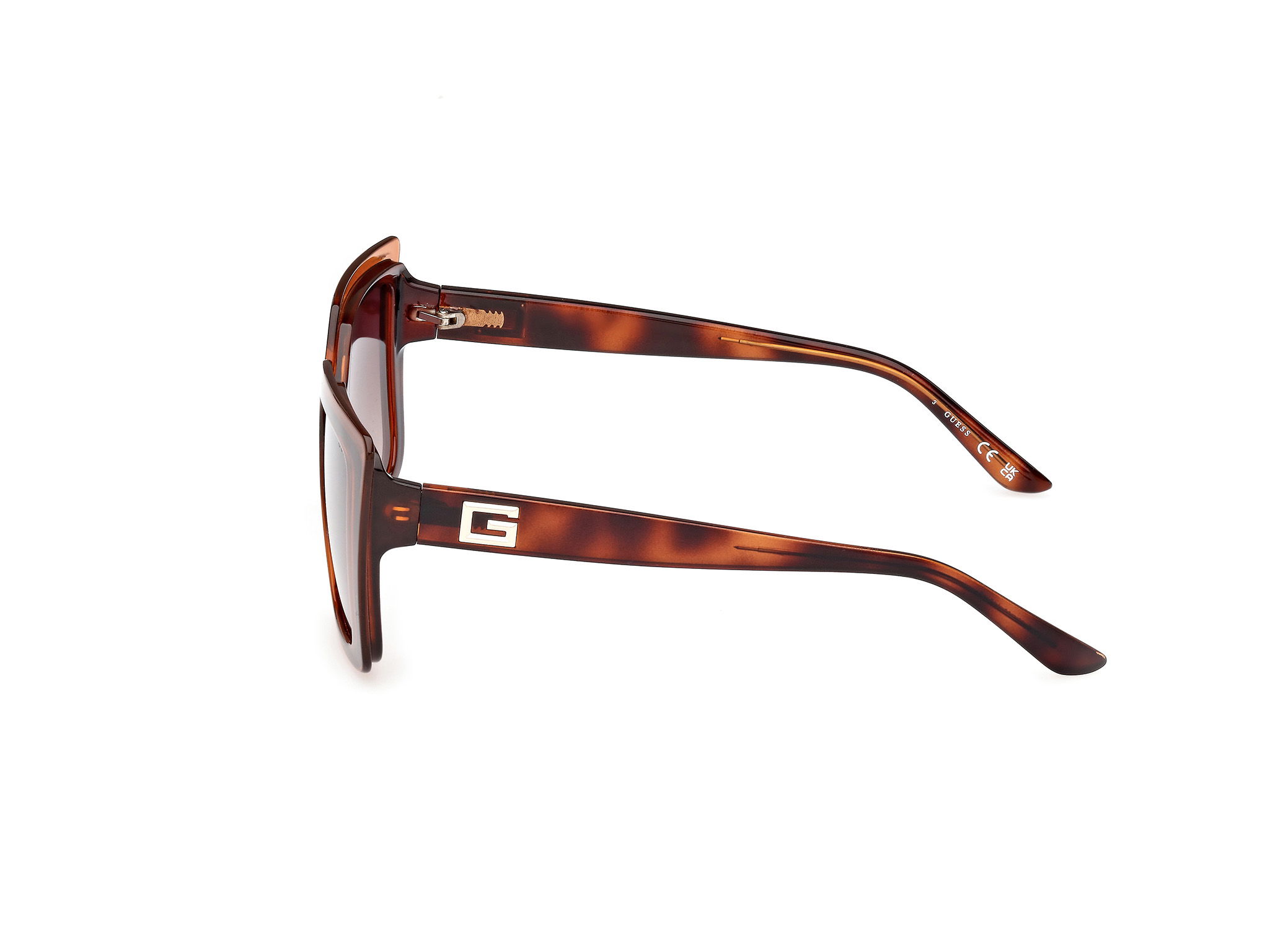 Das Bild zeigt die Sonnenbrille GU7908 52F von der Marke Guess in Havanna