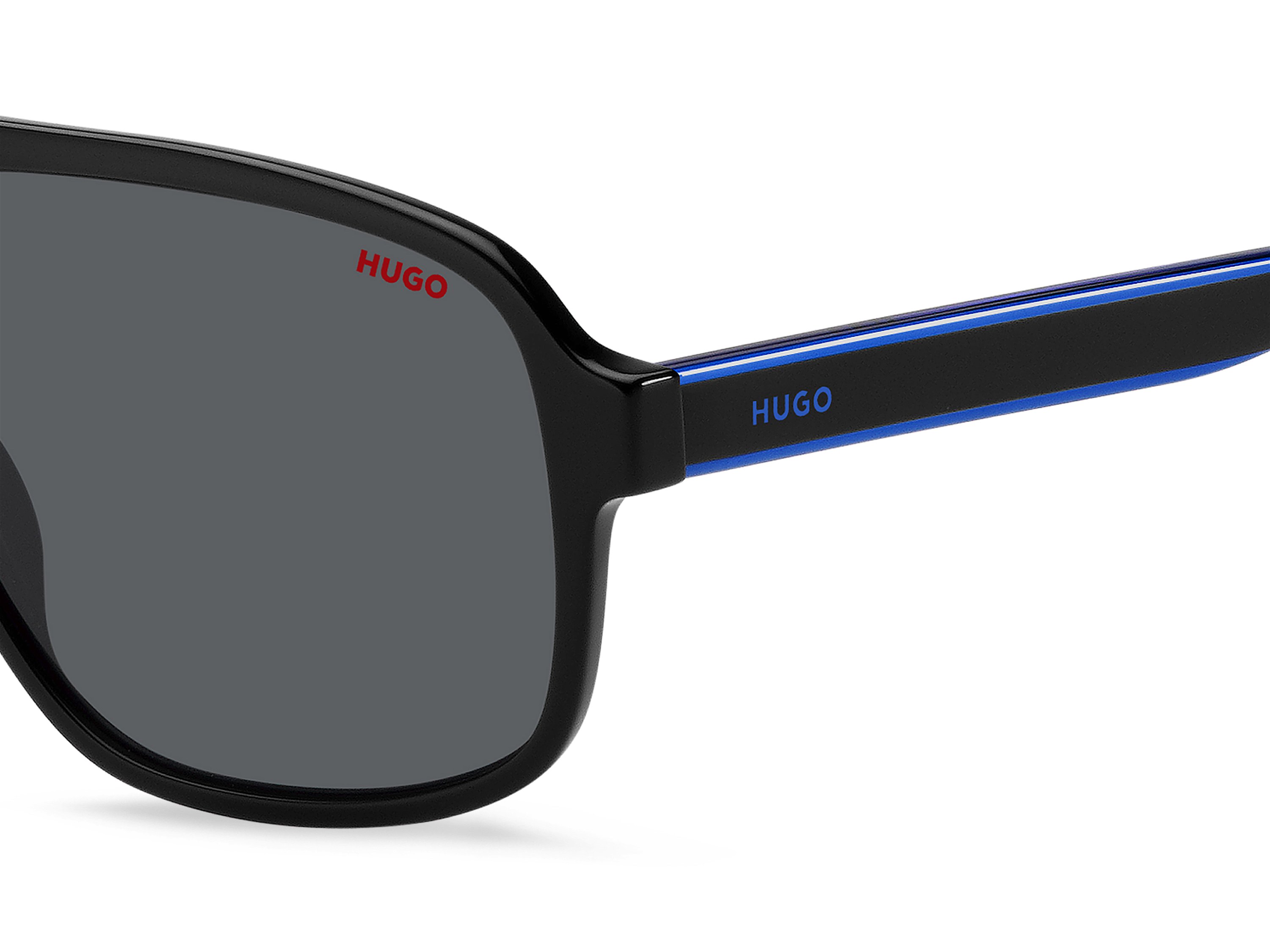Das Bild zeigt die Sonnenbrille HG1296/S D51 von der Marke Hugo in blau/schwarz.