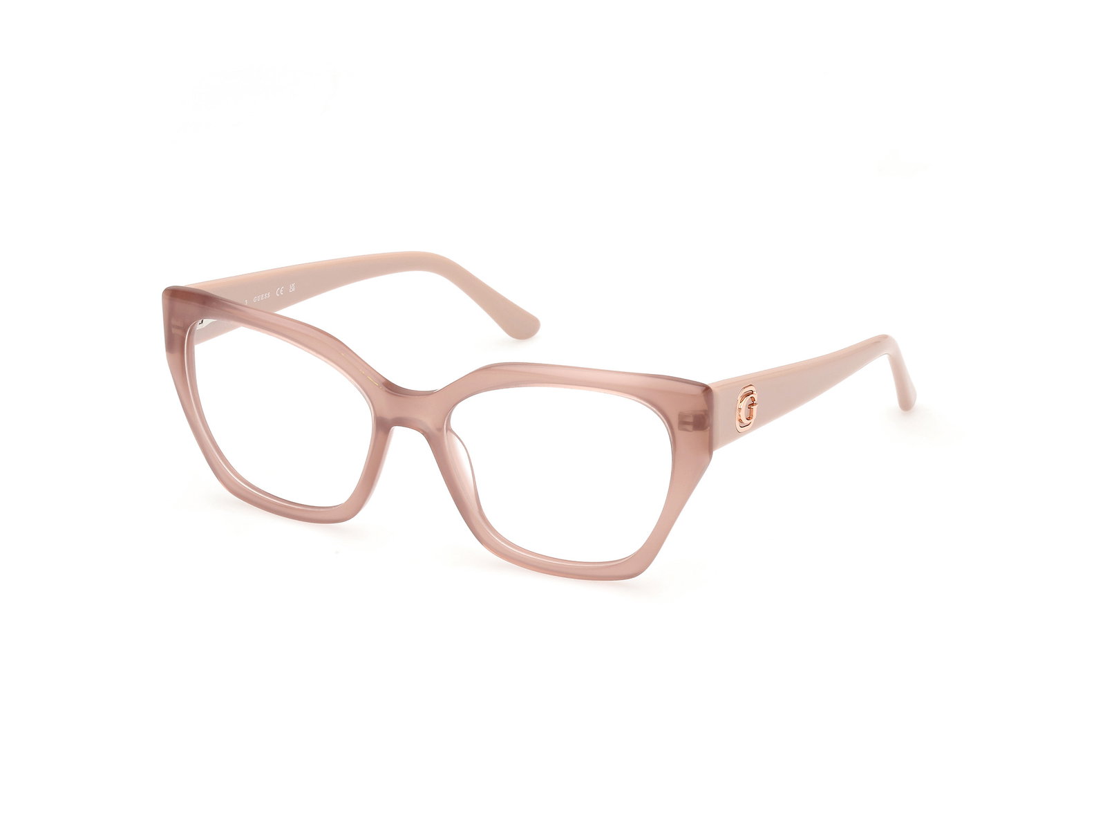 Guess GU50112 057 – Quadratische Damenbrille Beige Kunststoff