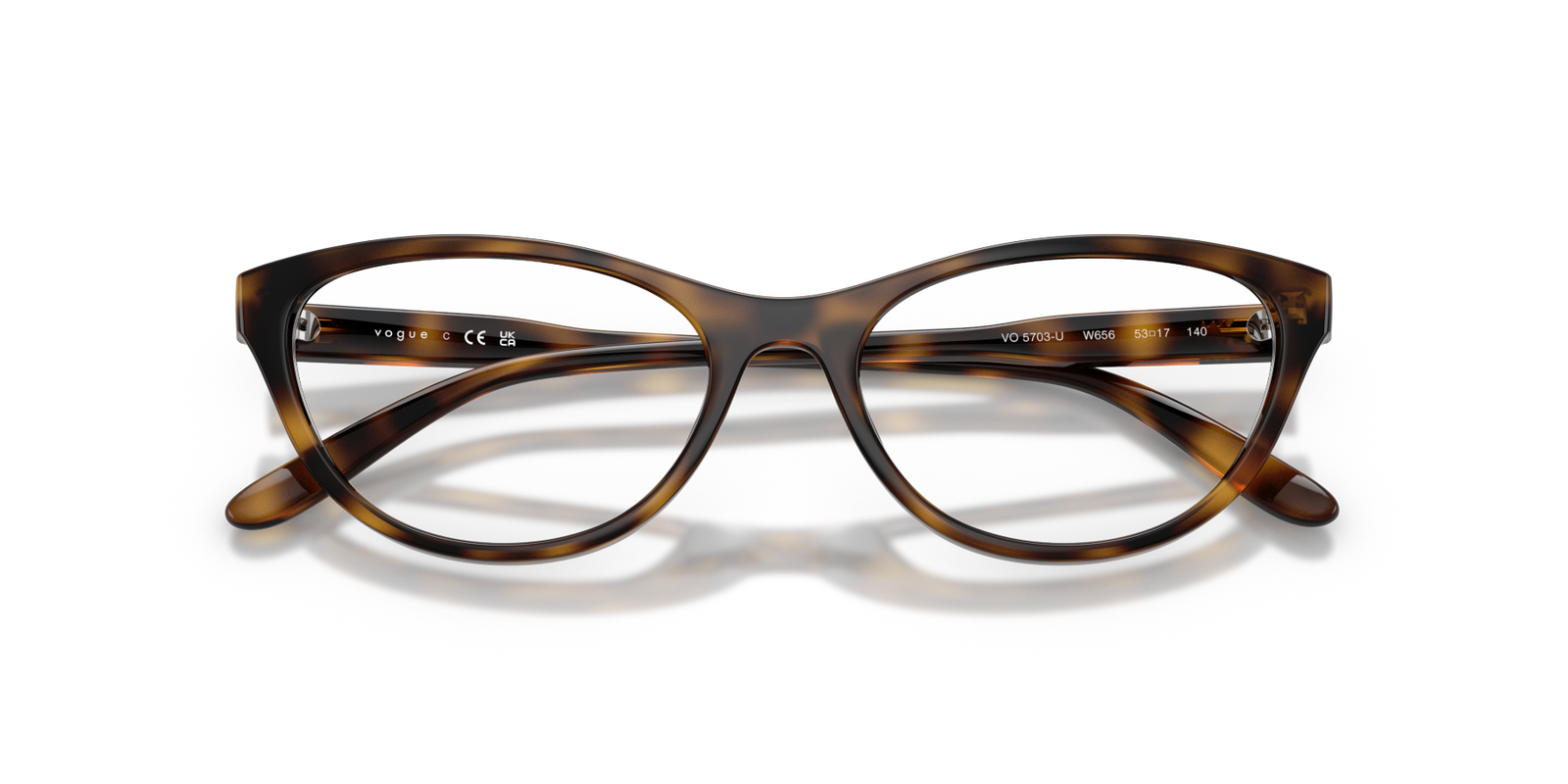 Das Bild zeigt die Brille 0VO5703U von Vogue in der Farbe Dunkelhavana.