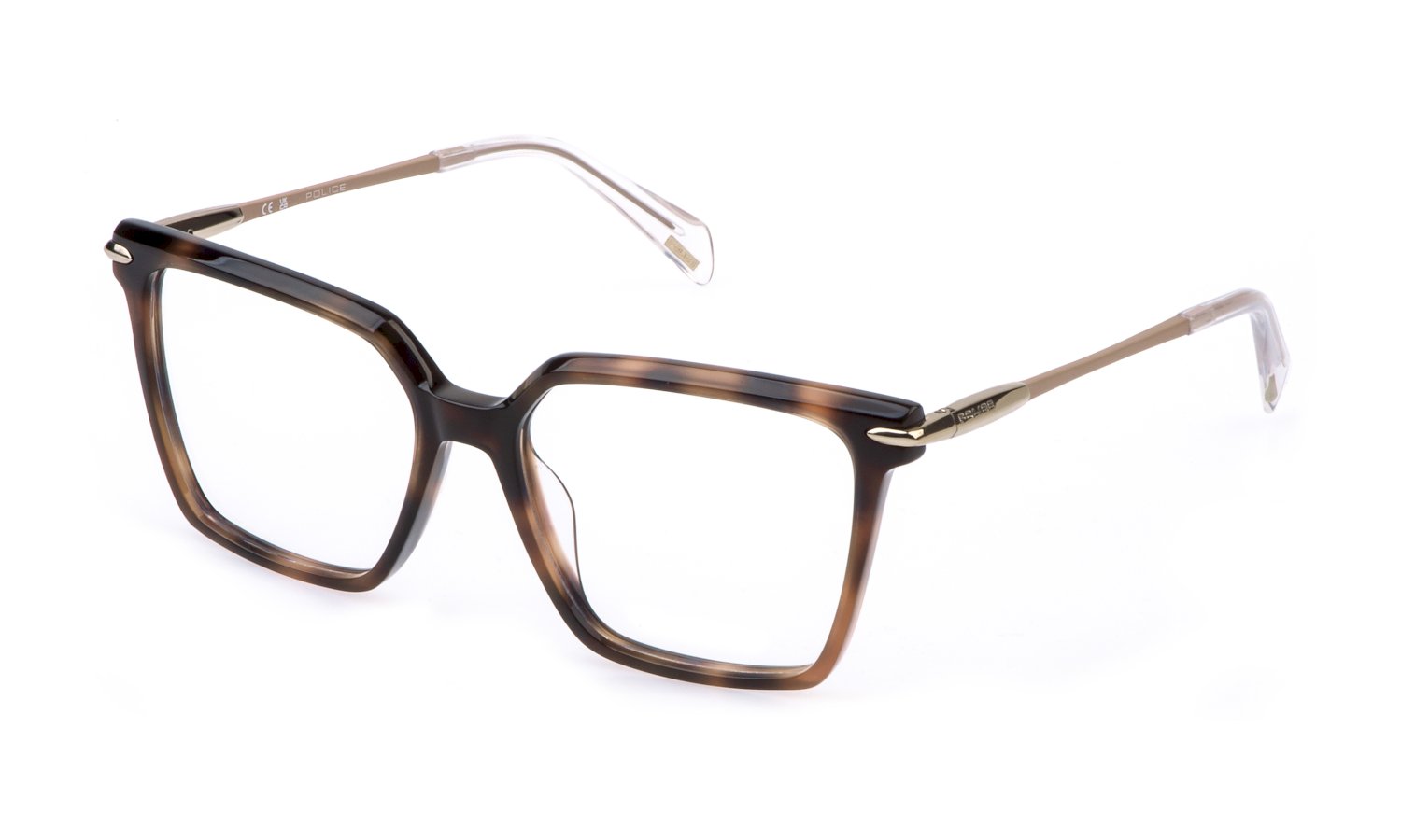 Police VPLR14 01GQ – Rechteckige Acetatbrille Braun Pink Havana