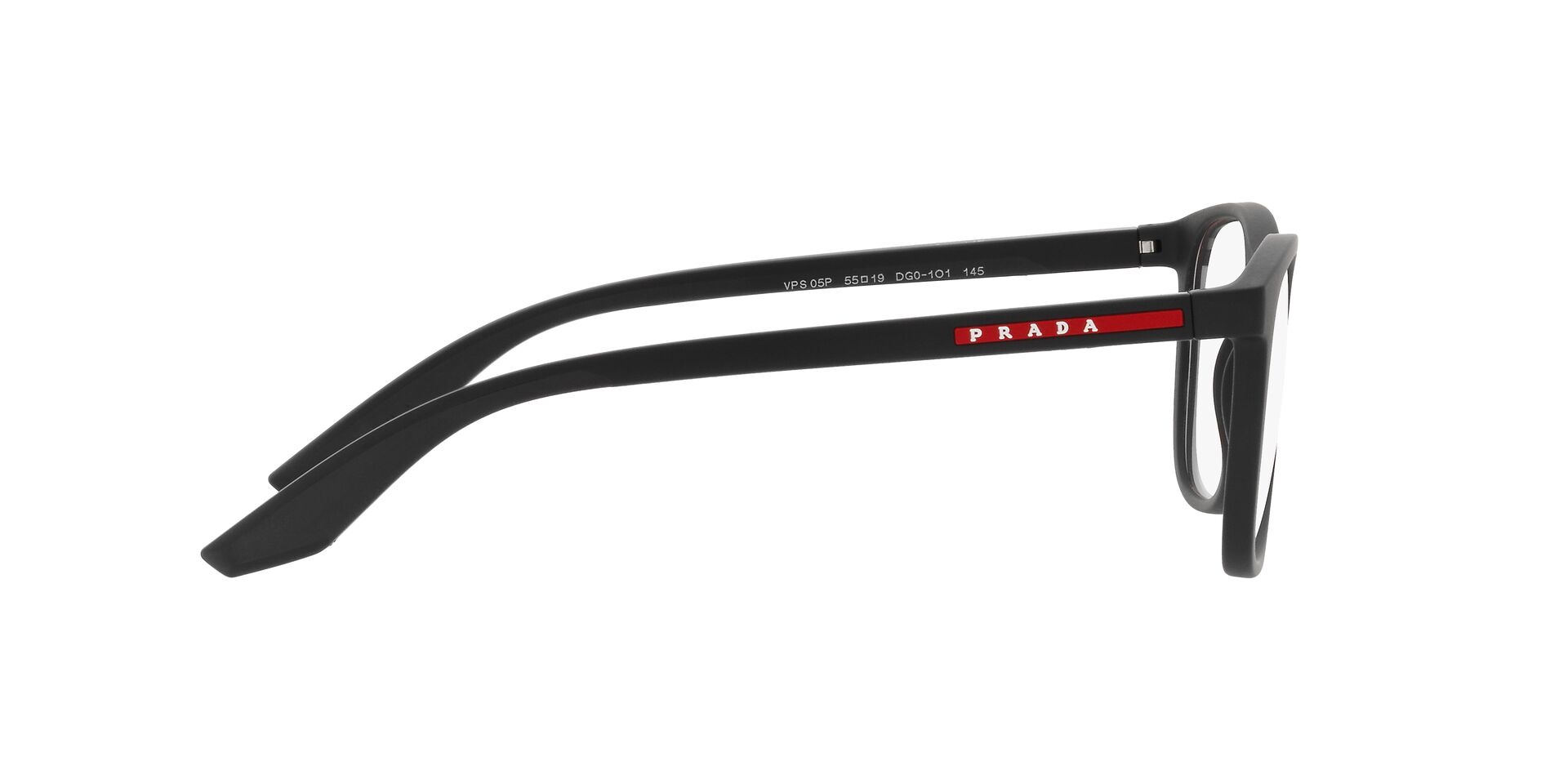 Das Bild zeigt die Bügel der Prada Linea Rossa Fassung PS05PV DG01O1.