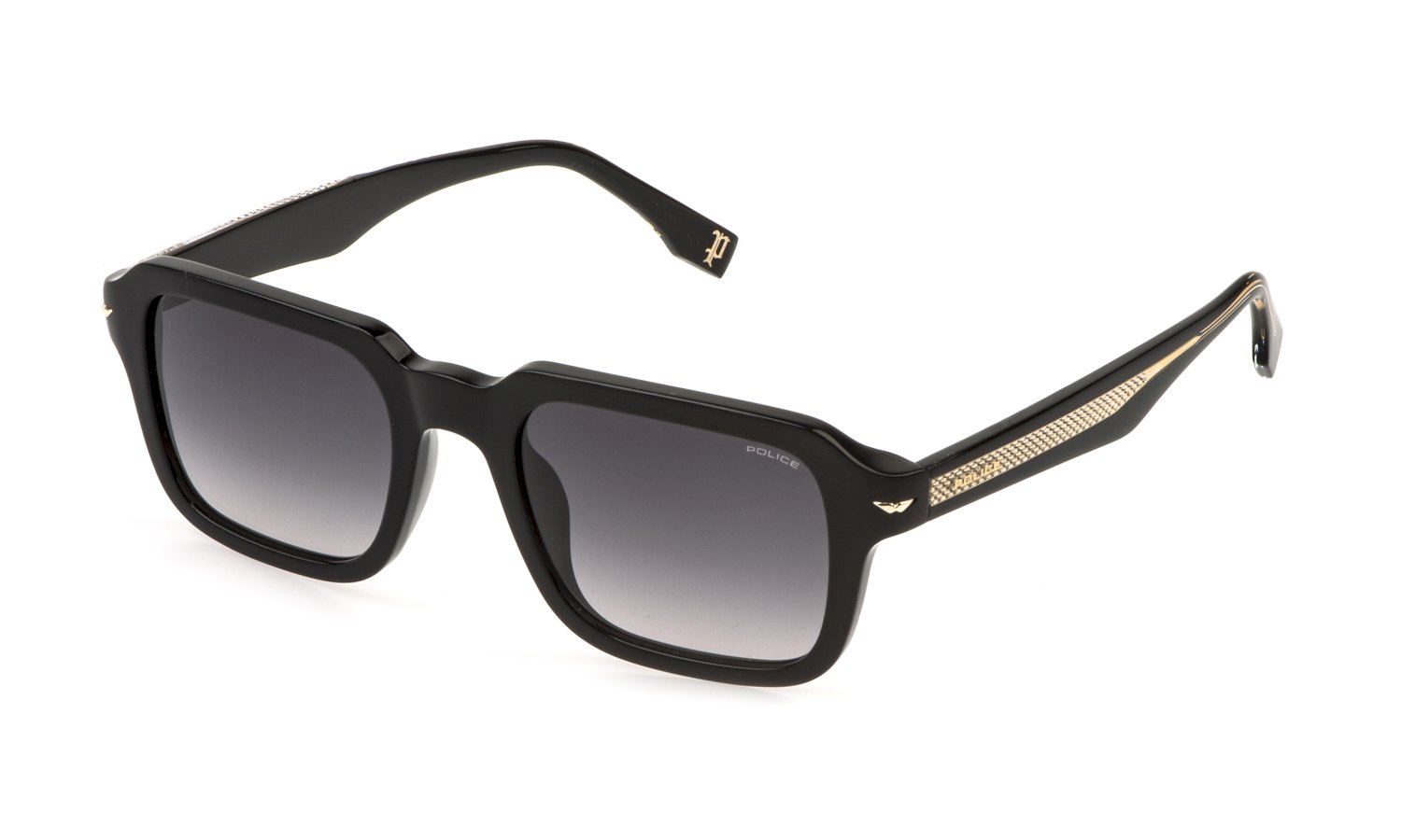 Das Bild zeigt die Sonnenbrille SPLR36E von der Marke Police in Schwarz.