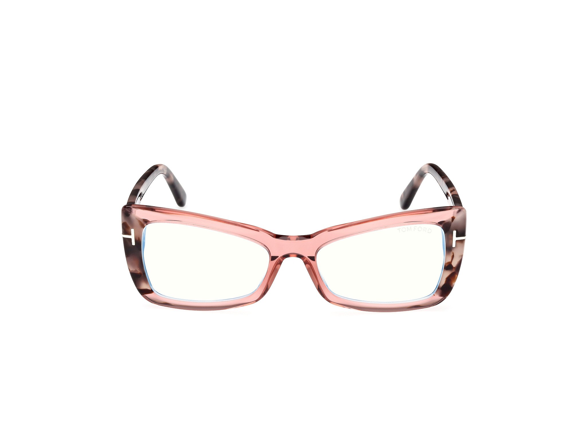 Das Bild zeigt die Korrektionsbrille FT5879-B 072 von der Marke Tom Ford in pink/havanna.