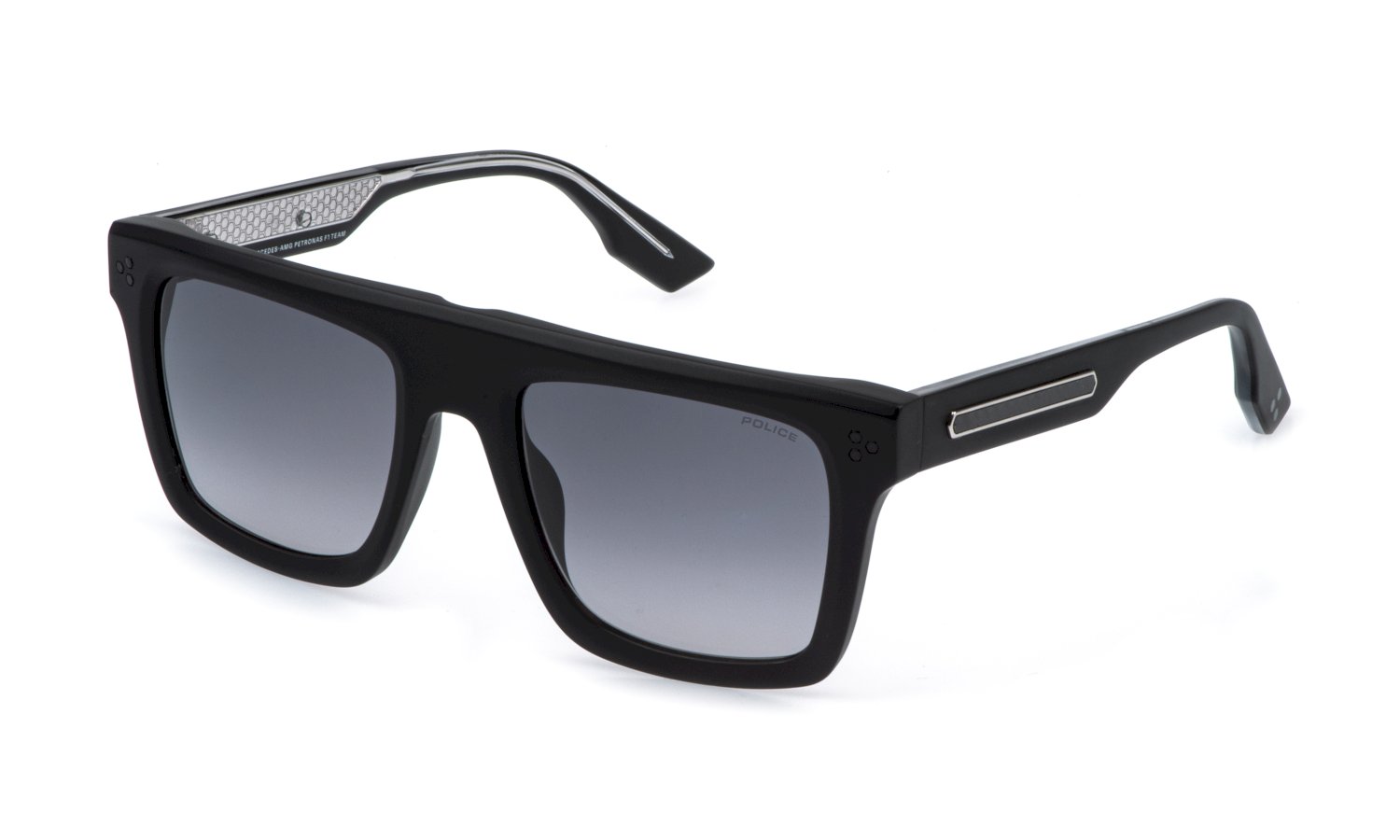 Das Bild zeigt die Sonnenbrille SPLR47 von der Marke Police in Mattschwarz.