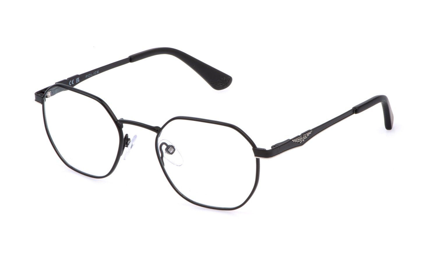 Police VK582 0531 – Matte schwarze Metallbrille Mittel