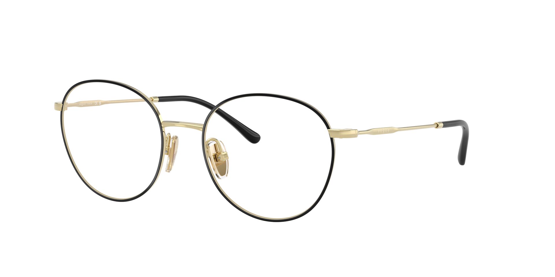Das Bild zeigt die Korrektionsbrille 4280 von der Marke Vogue in der Farbe Schwarz Gold.