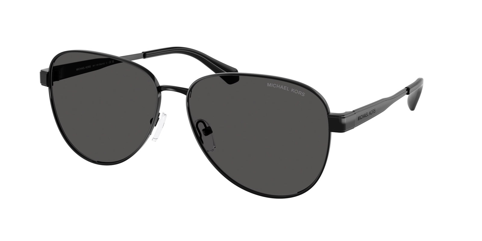 Das Bild zeigt die Sonnenbrille MK1160 von Michael Kors in der Farbe Schwarz.