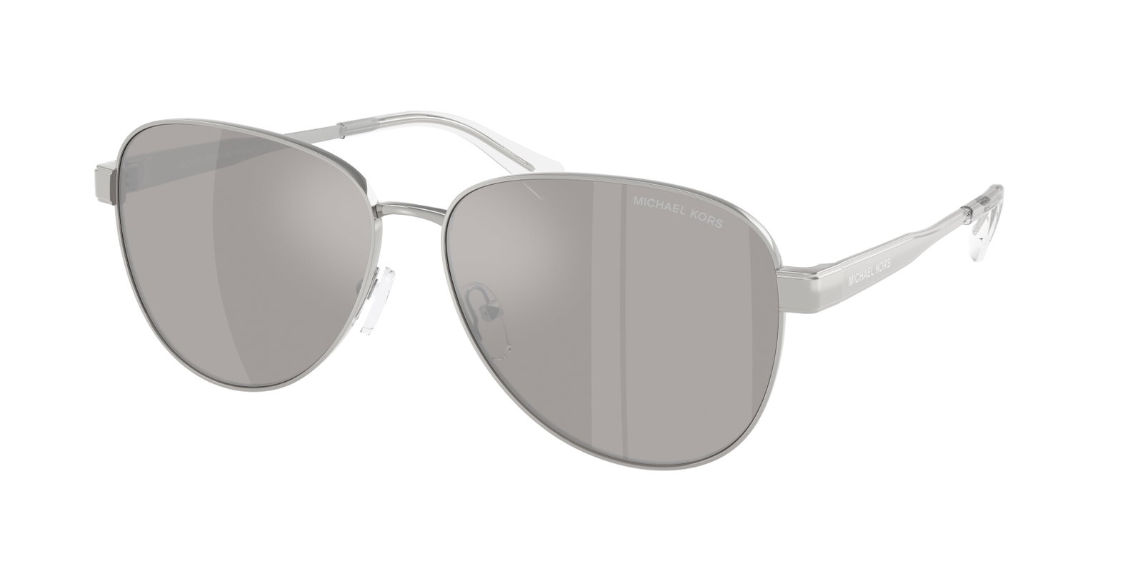 Das Bild zeigt die Sonnenbrille MK1160 von Michael Kors in der Farbe Silber.