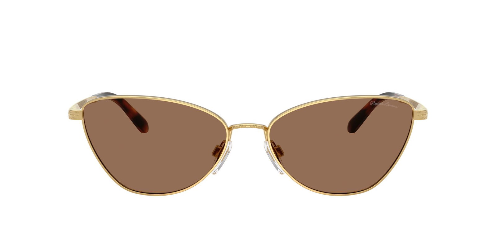 Das Bild zeigt die Ralph Lauren Sonnenbrille 7093 in Gold von vorne.