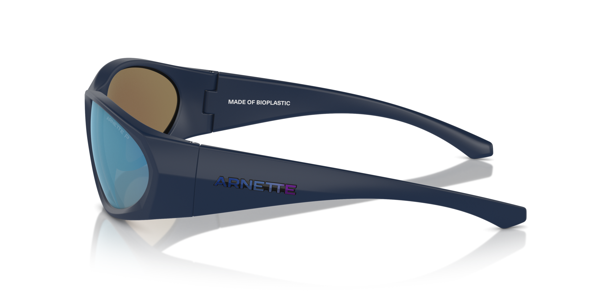 Das Bild zeigt die Sonnenbrille AN4342 275922 von der Marke Arnette in schwarz/blau.