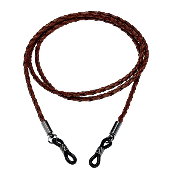 Brillenband Leder geflochten braun