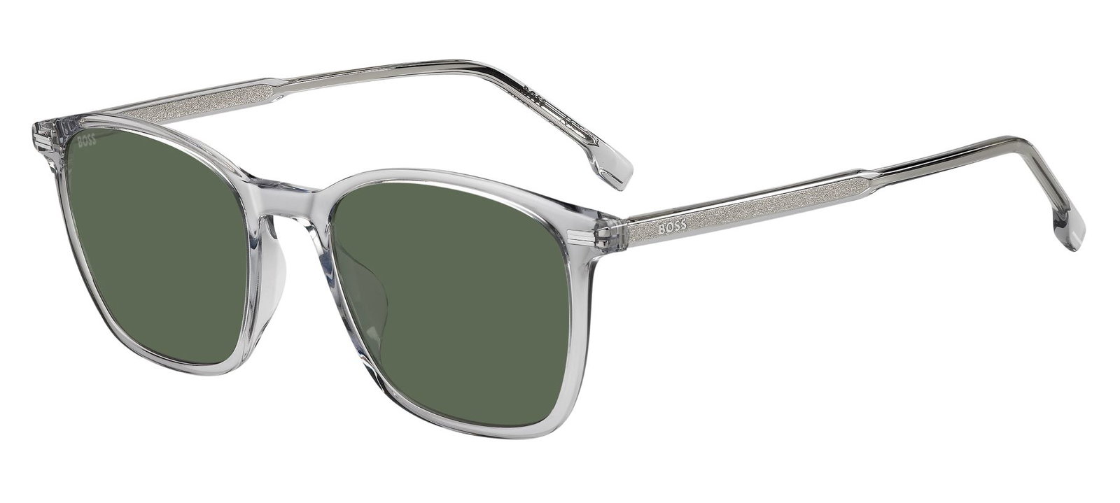 Zu sehen ist eine Sonnenbrille von Boss in der Farbe Transparent.