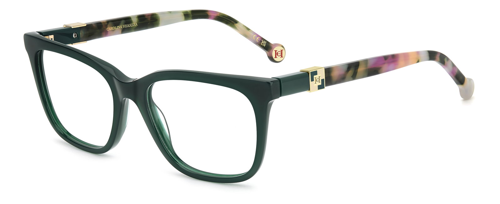 Carolina Herrera 0300 1ED – Mehreckige Damenbrille Grün Acetat