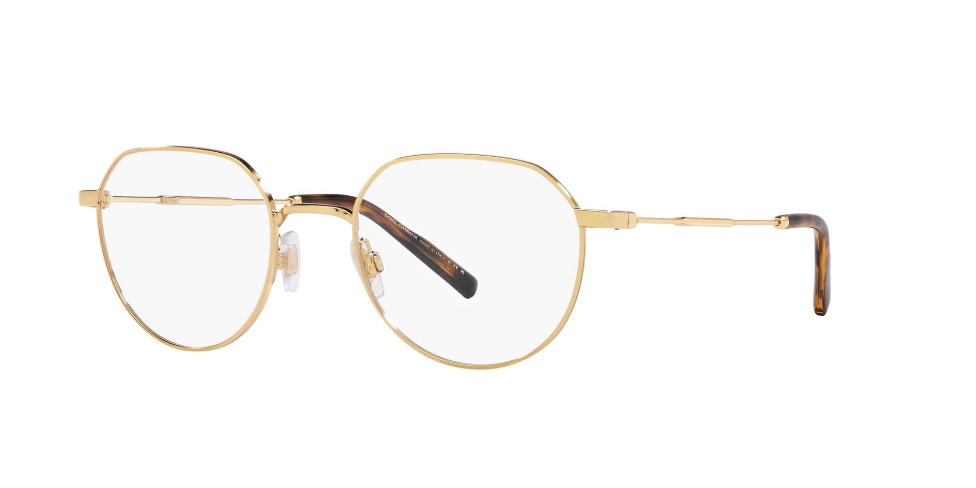 Das Bild zeigt die Korrektionsbrille DG1349 02 von der Marke D&G in gold.
