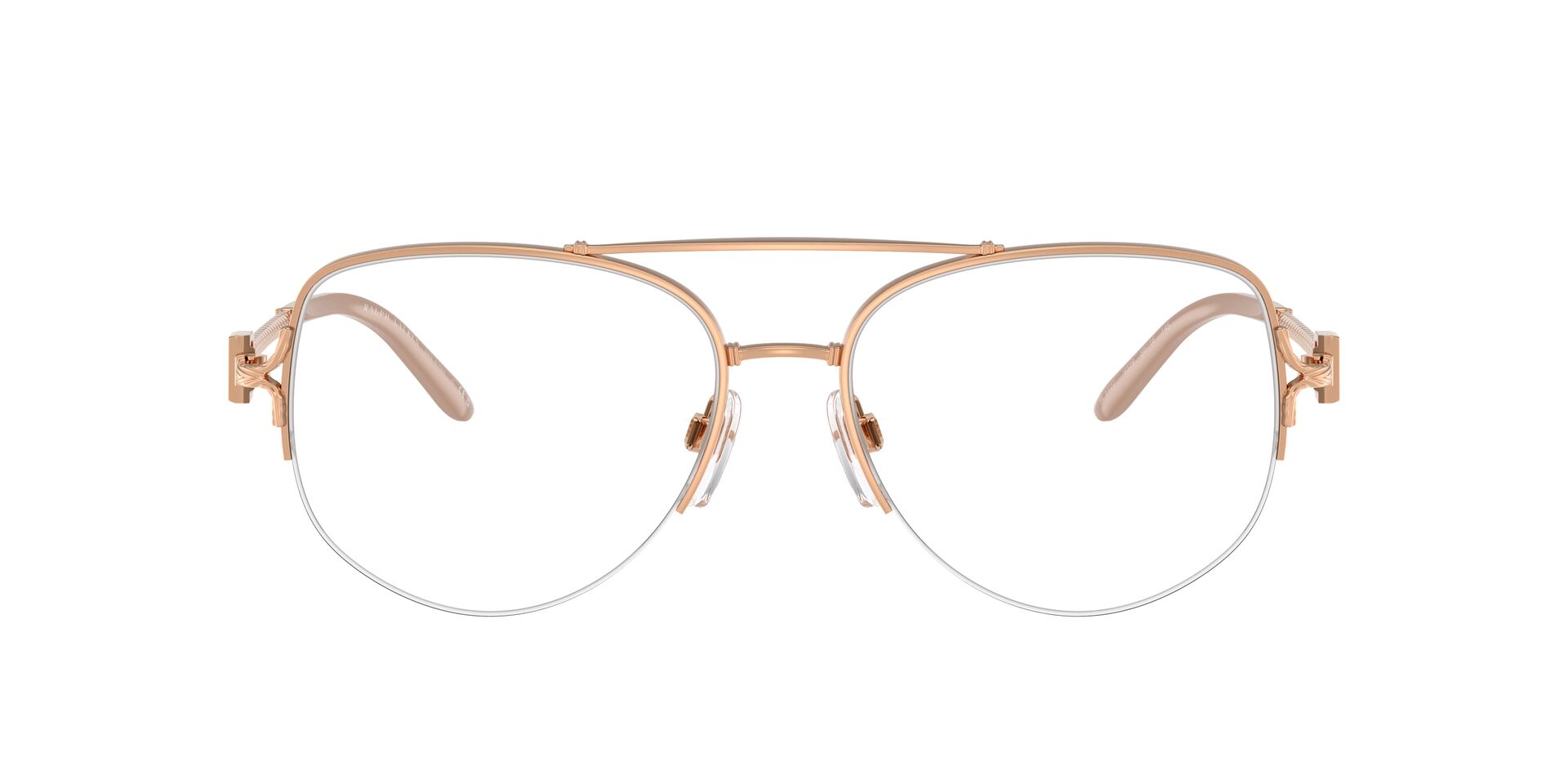 Das Bild zeigt die Korrektionsbrille RL5127 von der Marke Ralph Lauren in Roßégold.
