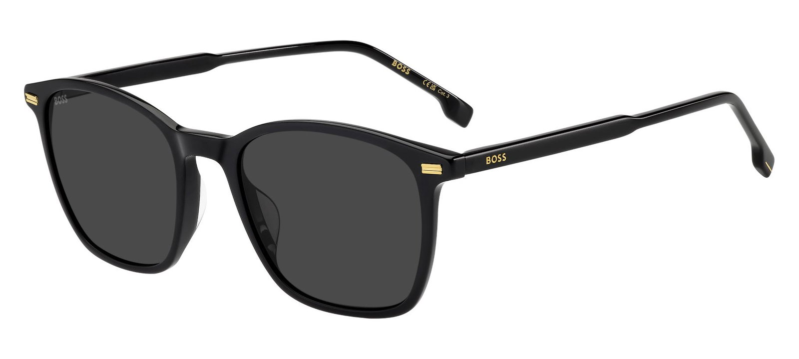 Zu sehen ist eine Sonnenbrille von Boss in der Farbe Schwarz.