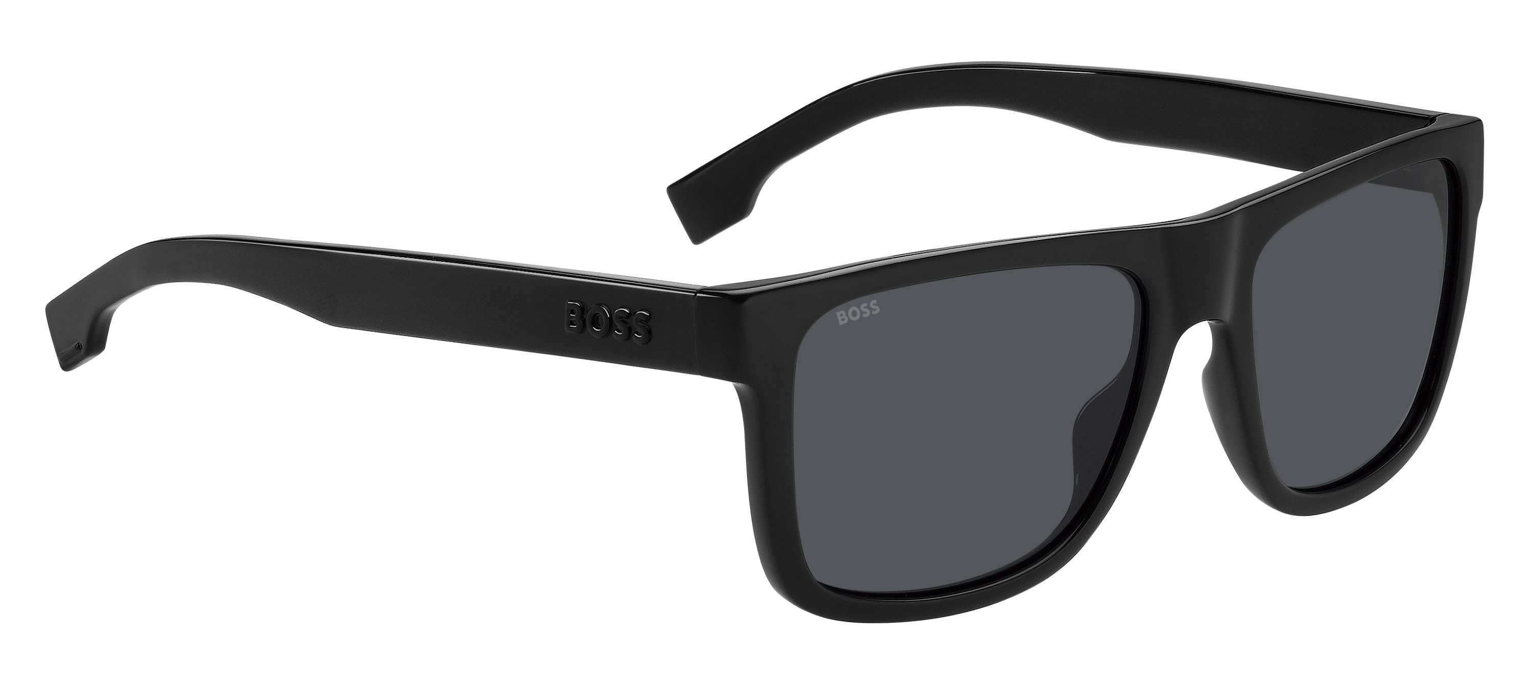 Das Bild zeigt die Sonnenbrille BOSS1647S 807 von der Marke BOSS in Schwarz.