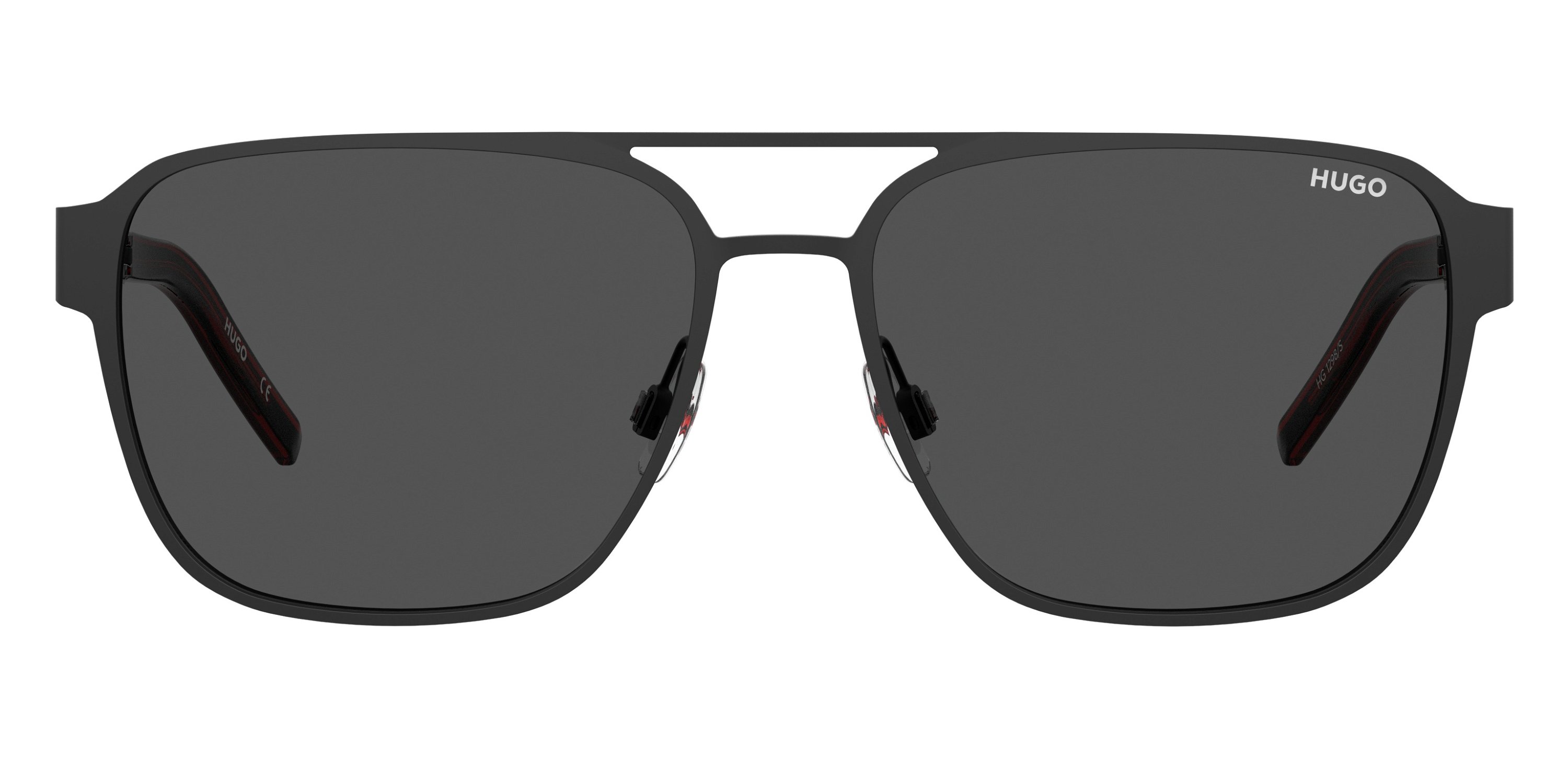 Das Bild zeigt die Sonnenbrille HG1298/S OIT von der Marke Hugo in rot/schwarz.
