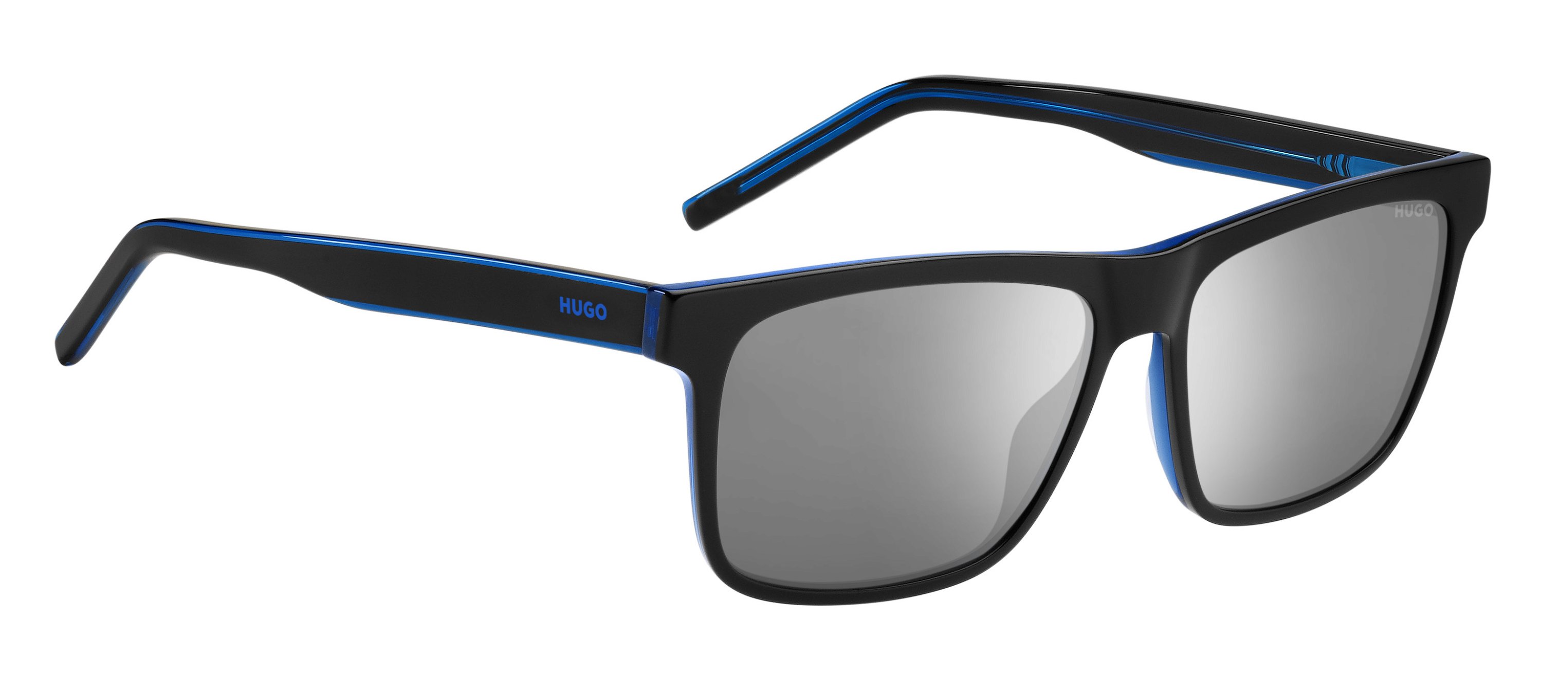 Das Bild zeigt die Sonnenbrille HG1242/S D51 von der Marke Hugo in schwarz/blau.