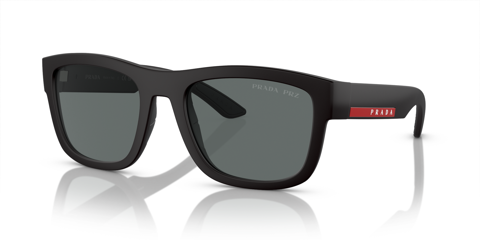 Auf diesem Bild sehen Sie die Sonnenbrille 0PS 01ZS von Prada in der Farbe Schwarz.