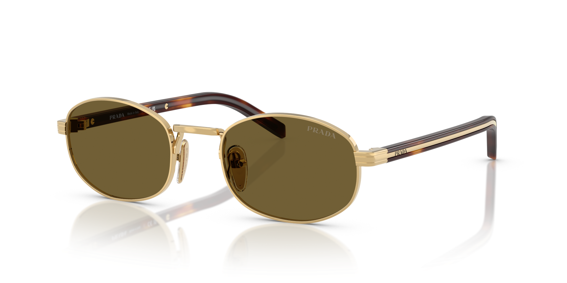 Auf diesem Bild sehen Sie die Sonnenbrille 0PR B53S von Prada in der Farbe Gold.