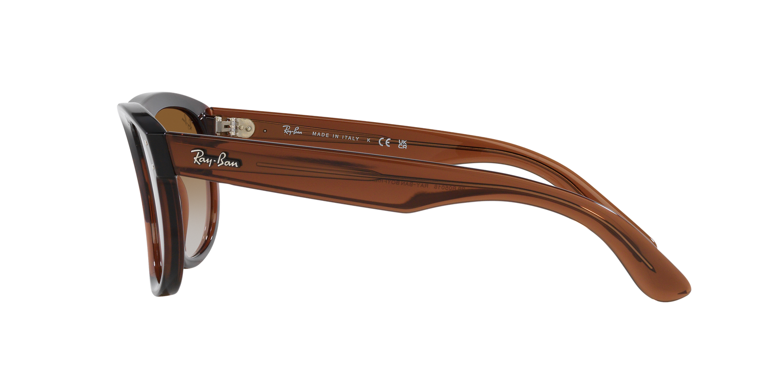 Das Bild zeigt die Sonnenbrille RBR0501S 6709CB von der  Marke Ray Ban in braun transparent.